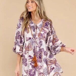 Band Of The Free Boutique NWT White & Paisley Dress